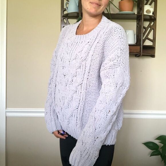 J.O.A. Gray Cable Knit Pullover Chunky Sweater - Picture 2 of 13